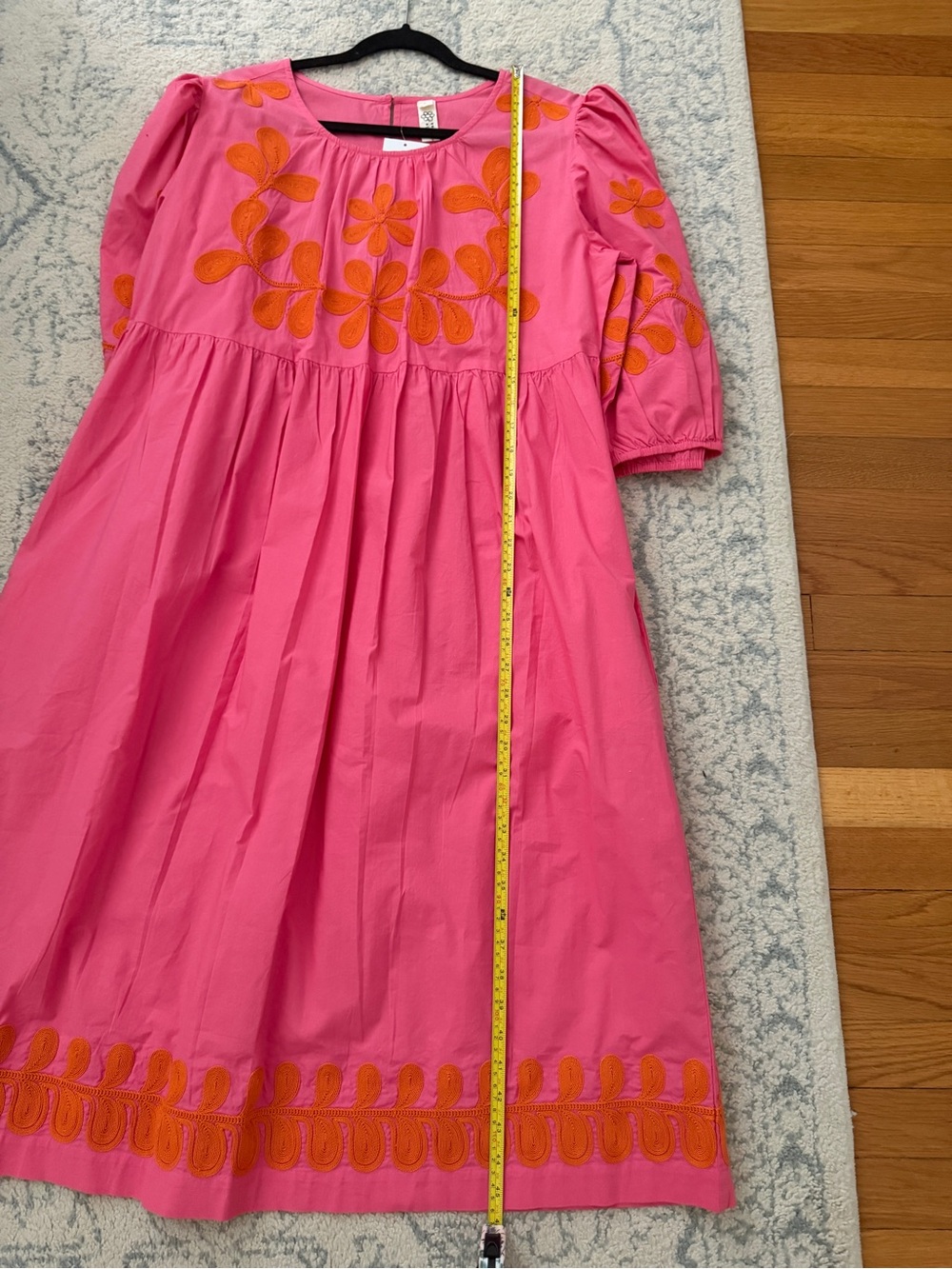 Uncle Frank Pink Dress with Orange Floral Embroidery - Picture 4 of 5